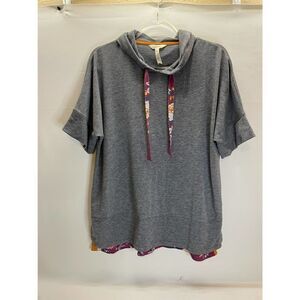 Matilda Jane Carpool Lane Pullover size Woman Small Gray Short Sleeve Hoodie Top